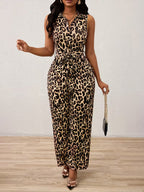 Frankie™ Leopard Jumpsuit | Sleeveless Deep V-Neck Jumpsuit